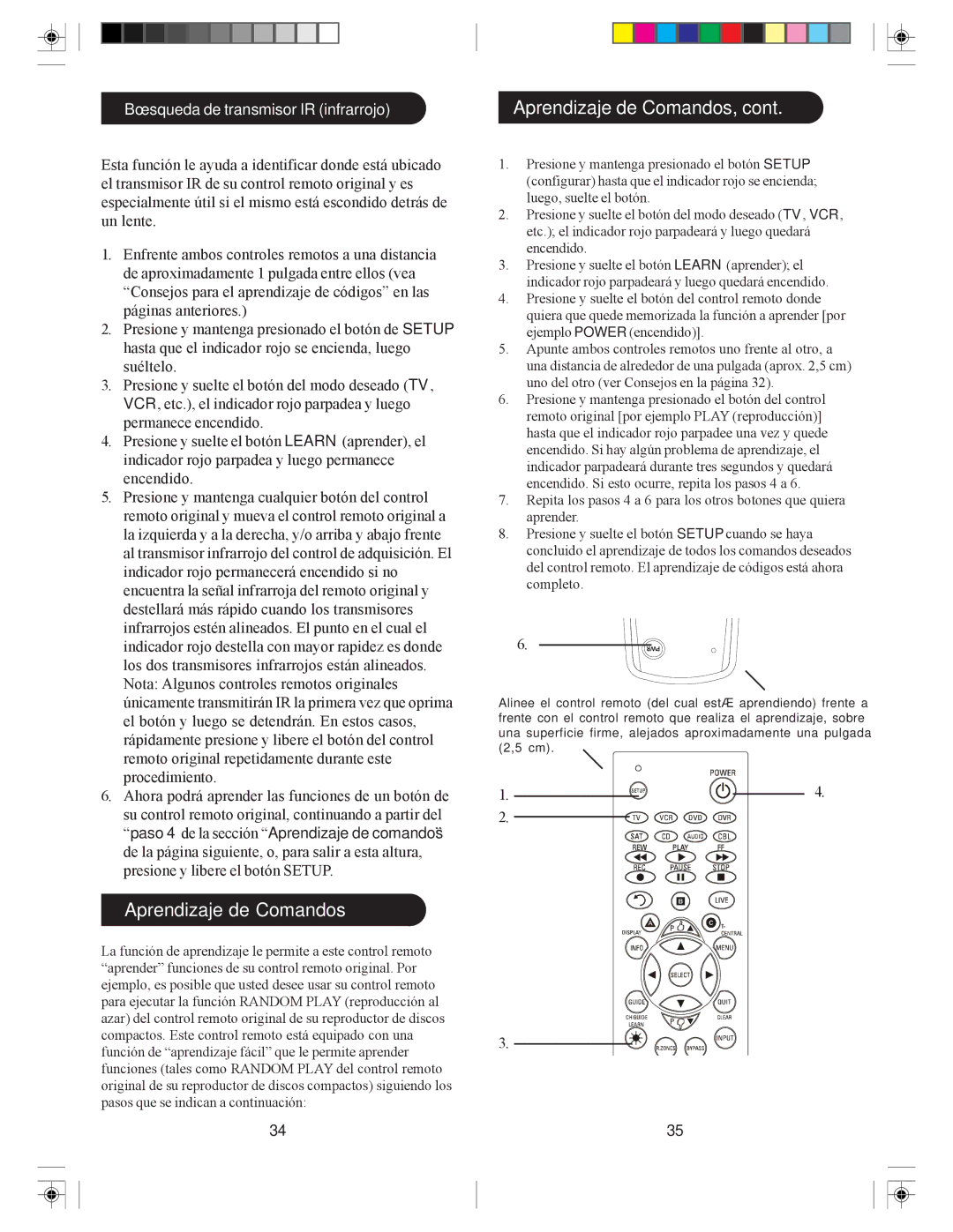 Philips SRU4208WM/17 owner manual Aprendizaje de Comandos 