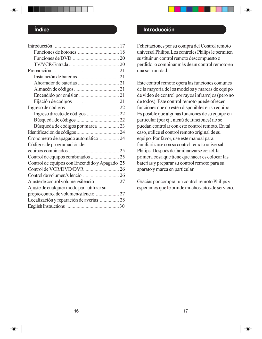 Philips SRU5030/55 owner manual Índice, Introducción 