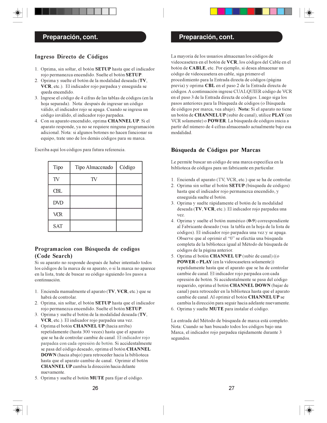 Philips SRU5050, SRU5055 owner manual Preparación, Ingreso Directo de Códigos 