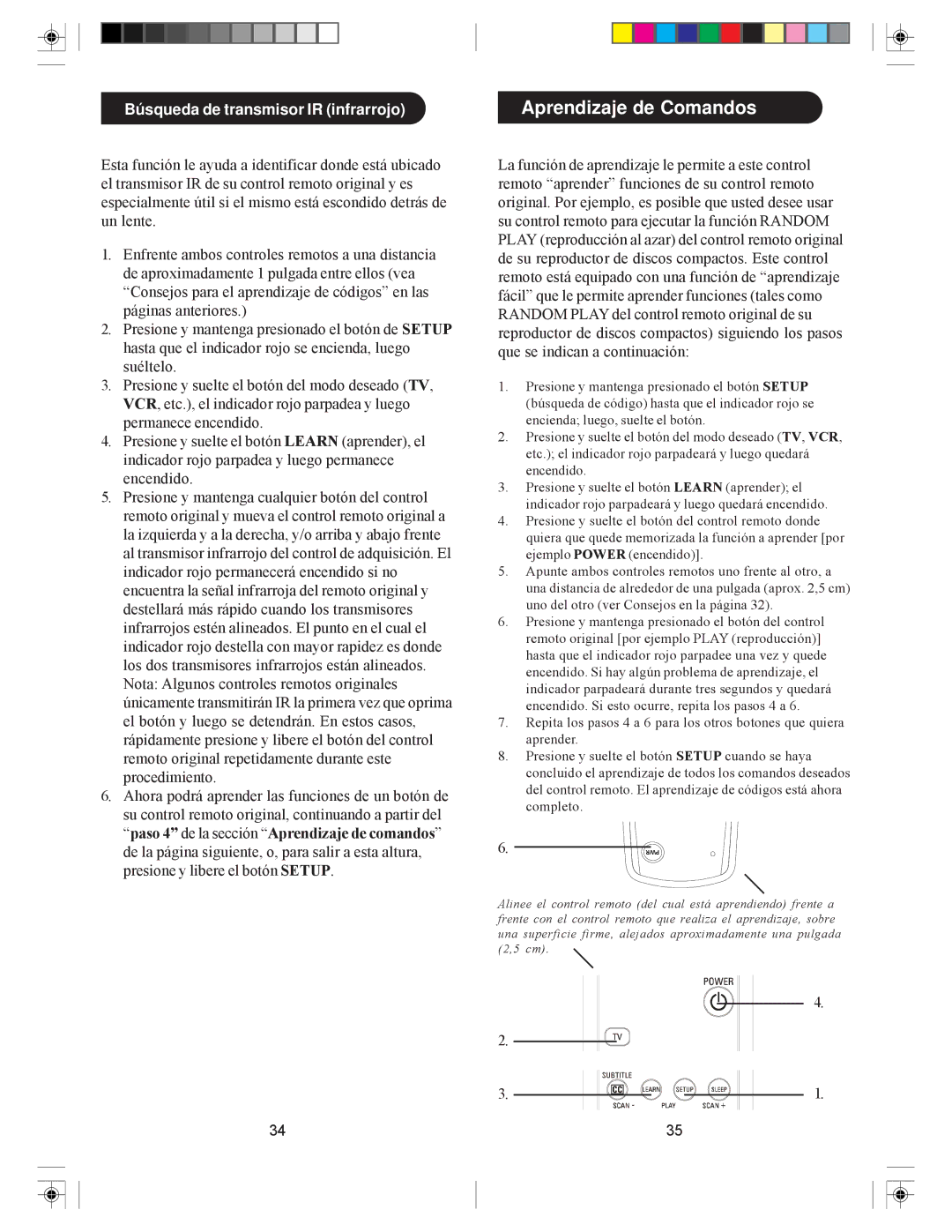 Philips SRU5050, SRU5055 owner manual Aprendizaje de Comandos, Búsqueda de transmisor IR infrarrojo 