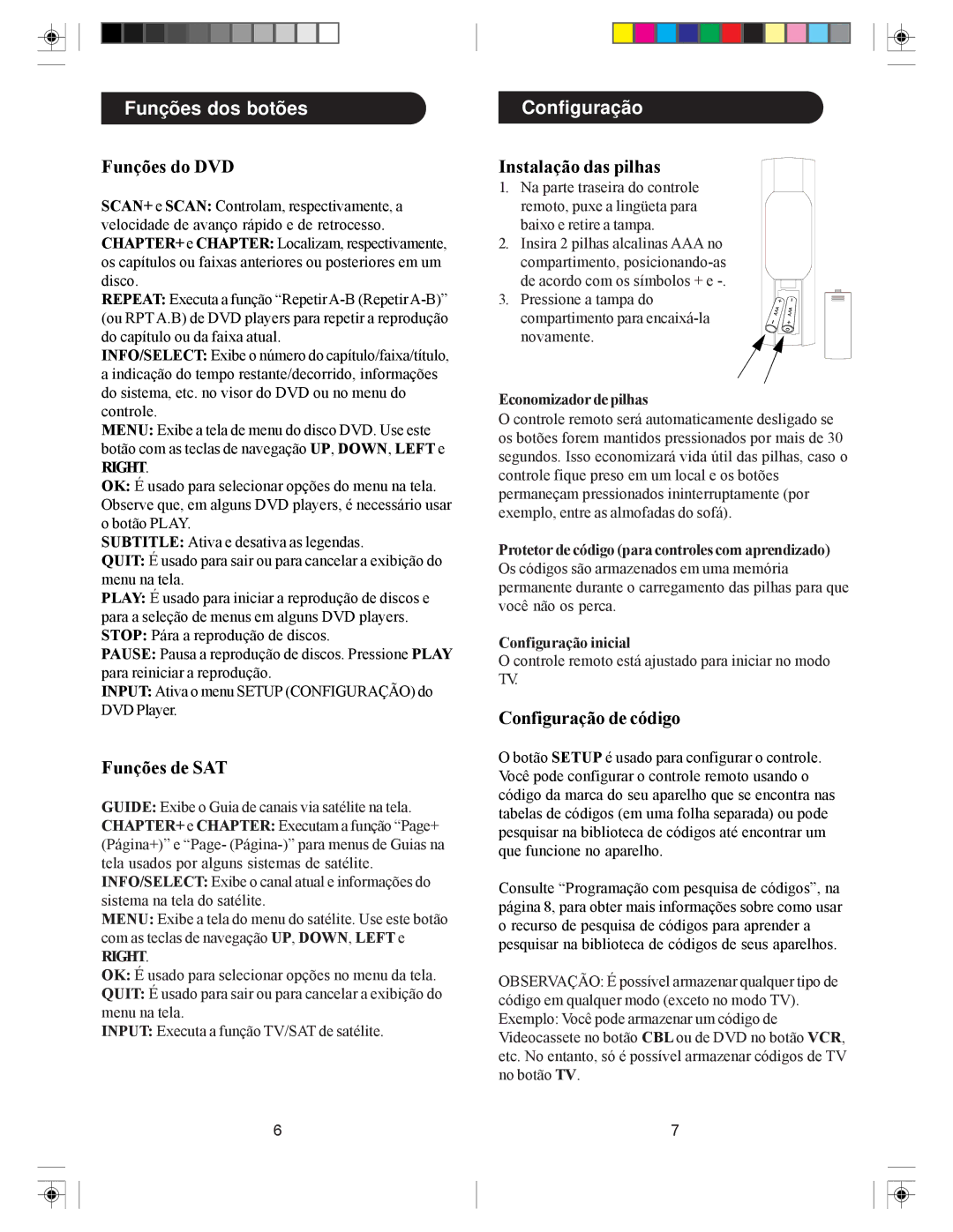 Philips SRU5050, SRU5055 owner manual Configuração, Economizador de pilhas 