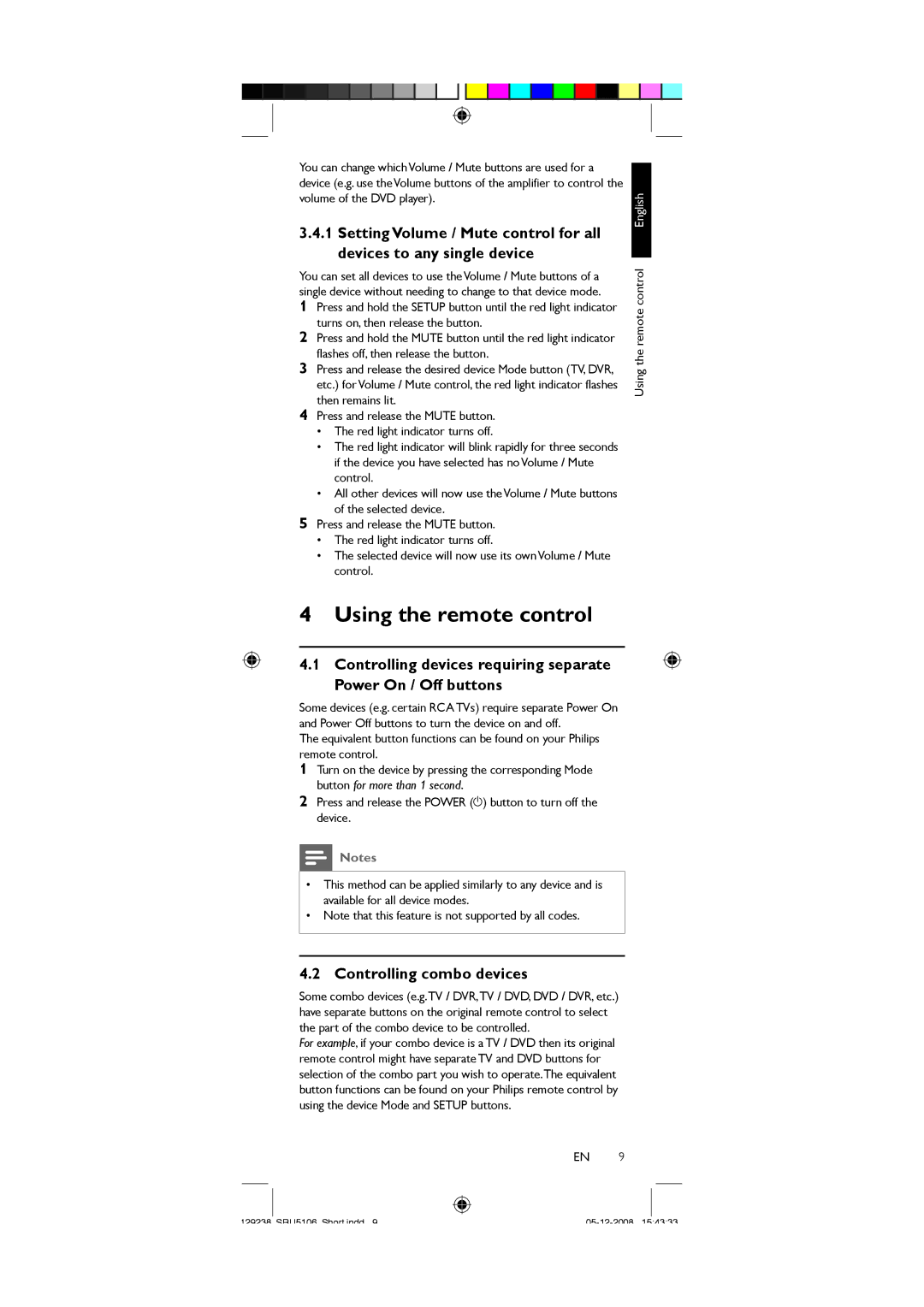 Philips SRU5106/27 user manual Using the remote control, Controlling combo devices 