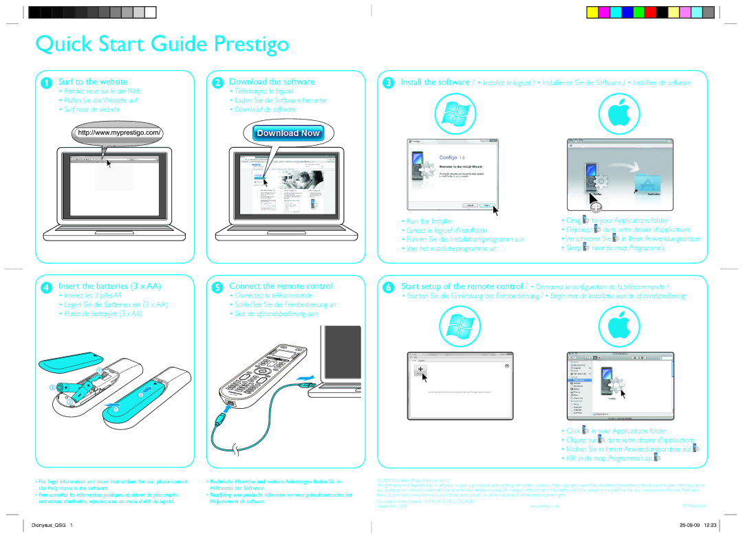 Philips SRU6008 quick start Quick Start Guide Prestigo, Surf to the website Download the software 