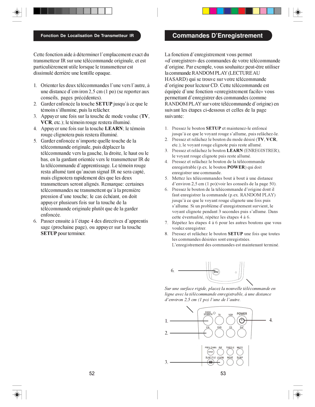 Philips SRU6061 owner manual Commandes D’Enregistrement 