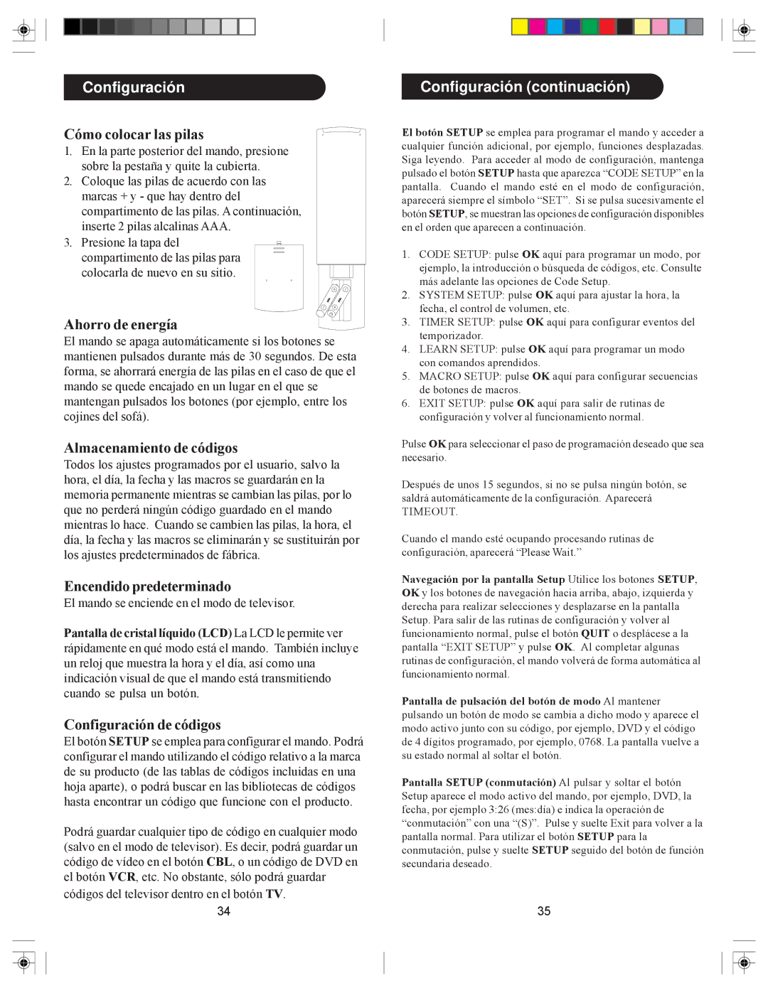 Philips SRU6080 owner manual Configuración continuación 