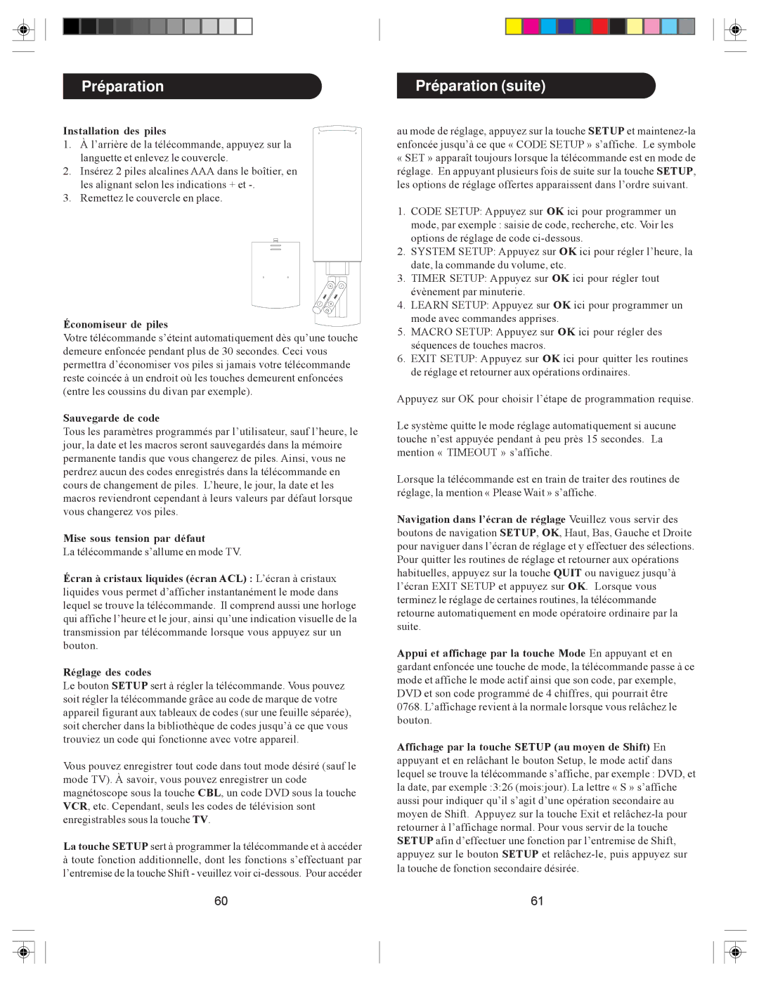 Philips SRU6080 owner manual Préparation suite 