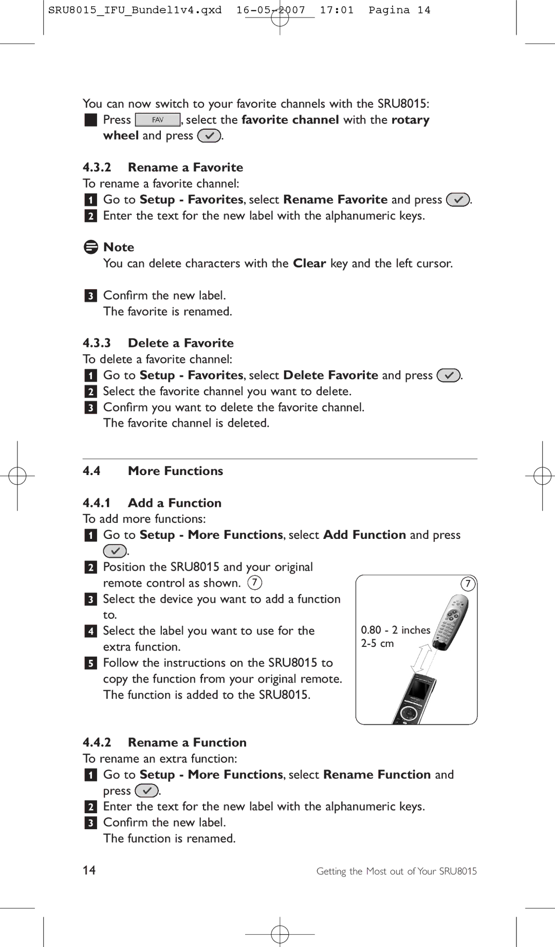 Philips SRU8015 manual More Functions Add a Function, To add more functions 