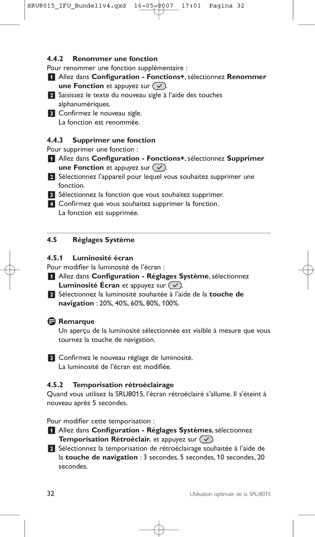 Philips SRU8015 manual Renommer une fonction, Allez dans Conﬁguration Fonctions+, sélectionnez Renommer 