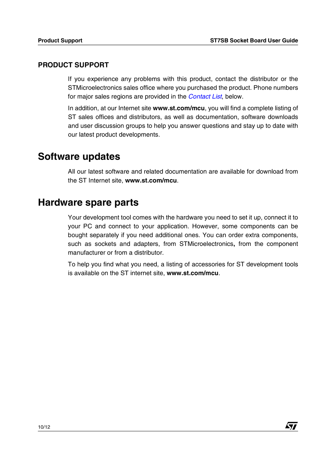 Philips ST7SB manual Software updates Hardware spare parts, Product Support 