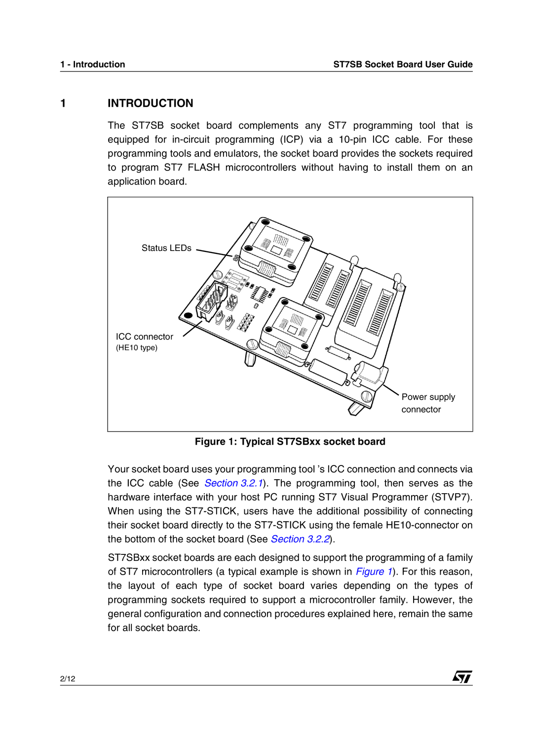 Philips manual Introduction, Typical ST7SBxx socket board 