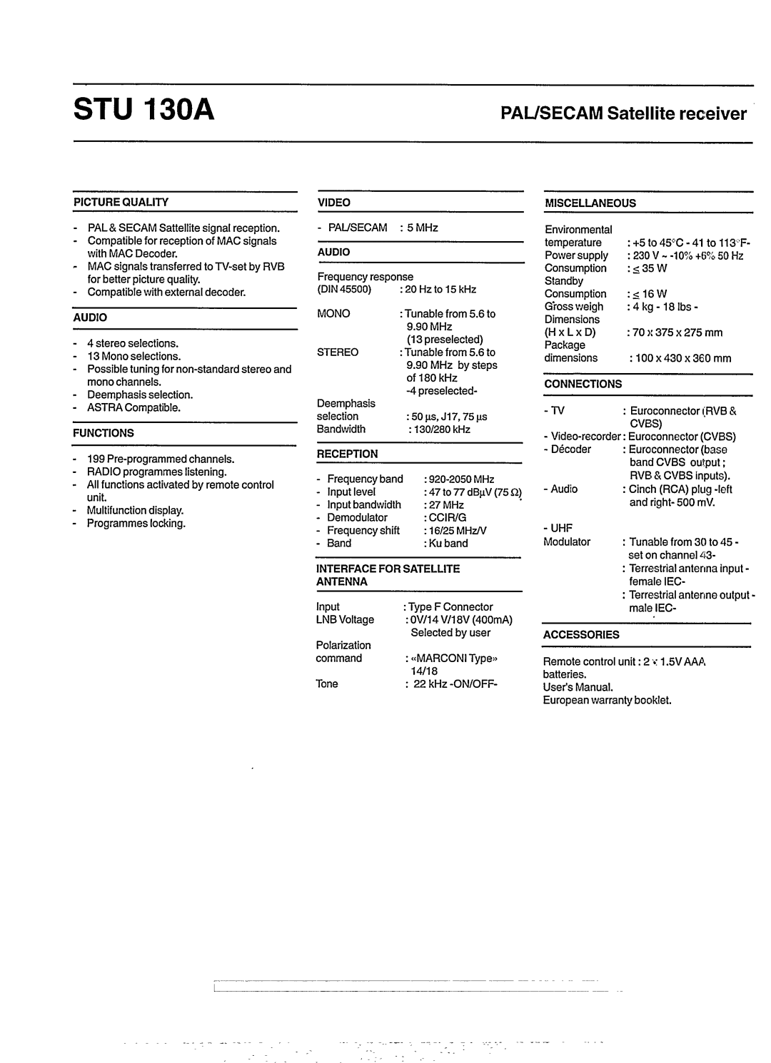 Philips STU130A manual 