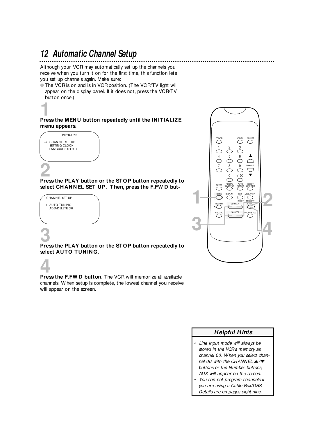 Philips SVA102 owner manual Automatic Channel Setup 