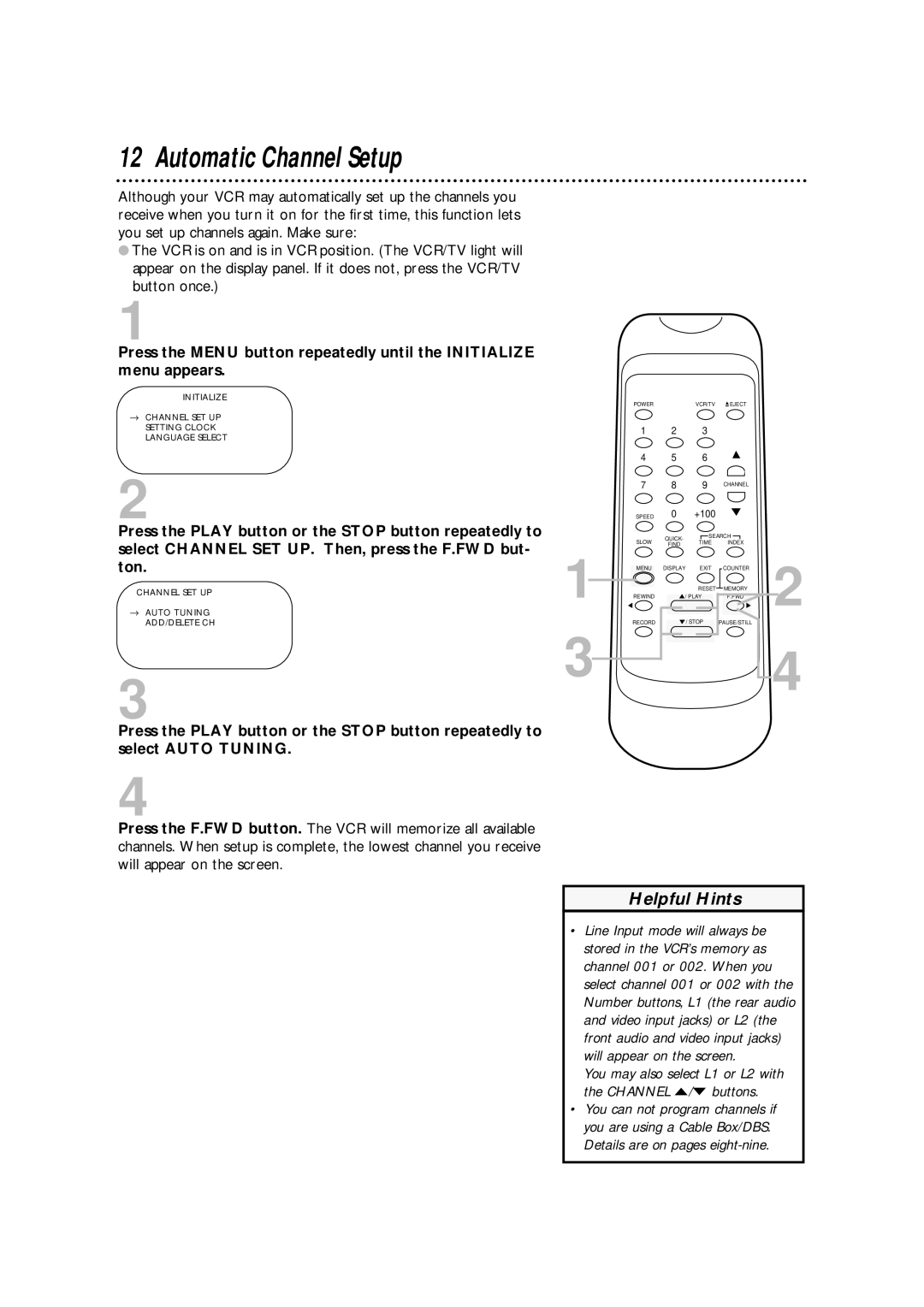 Philips SVA106 owner manual Automatic Channel Setup 