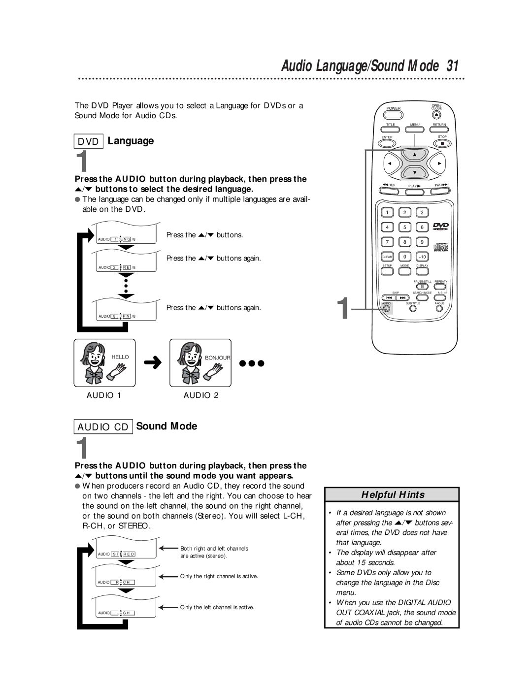 Philips SVD101AT99 owner manual DVD Language, Sound Mode 