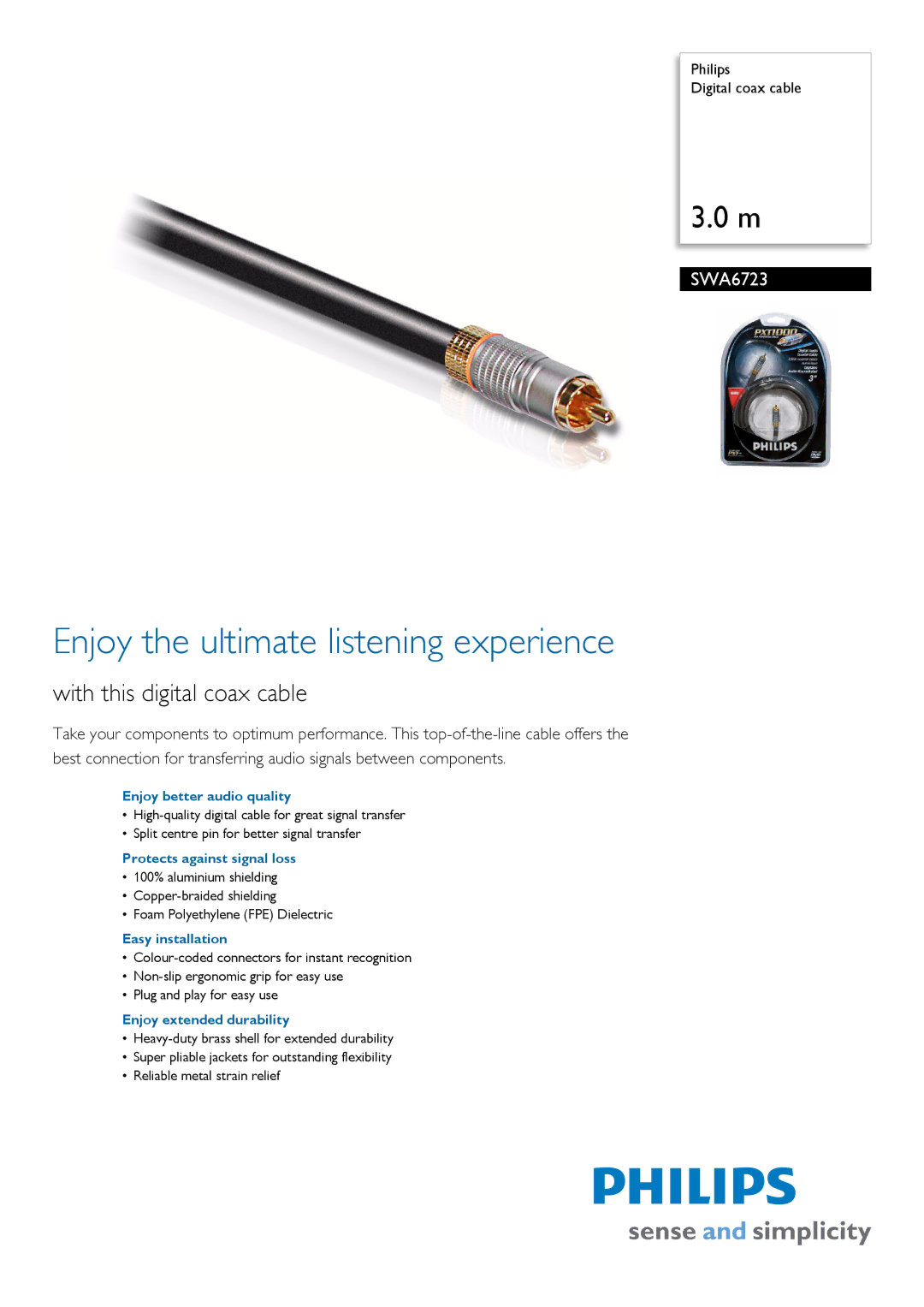 Philips SWA6723/10 manual Enjoy better audio quality, Protects against signal loss, Easy installation 