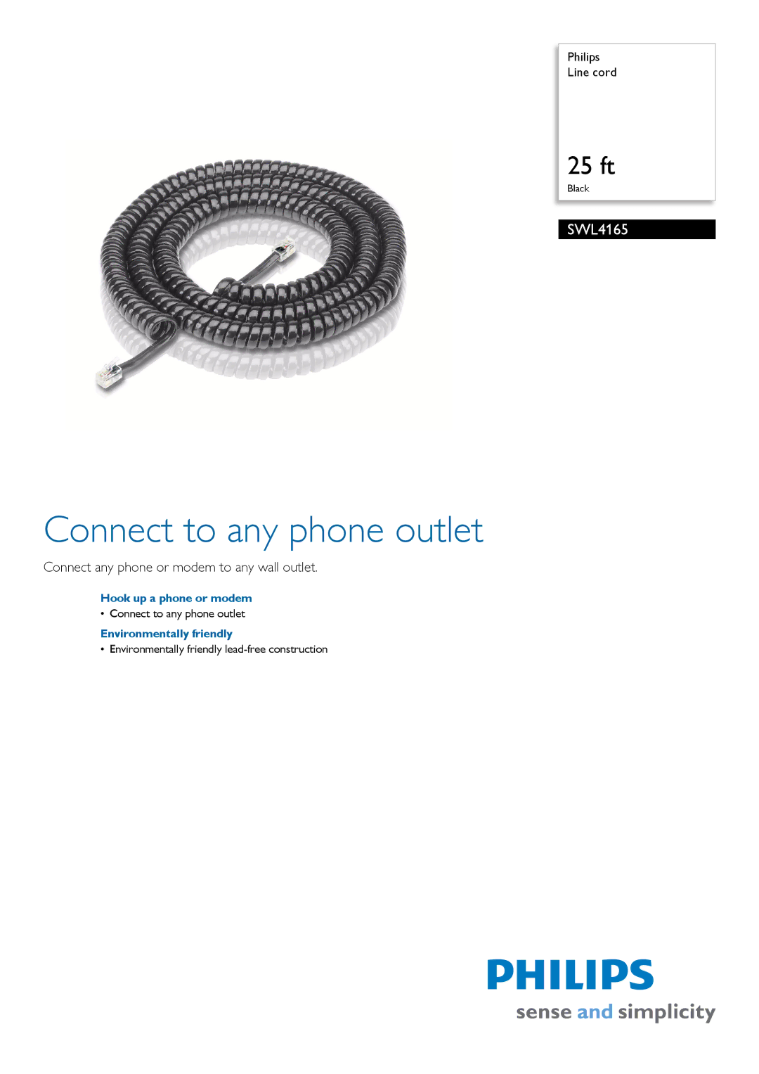 Philips SWL4165 manual Connect to any phone outlet, Connect any phone or modem to any wall outlet 