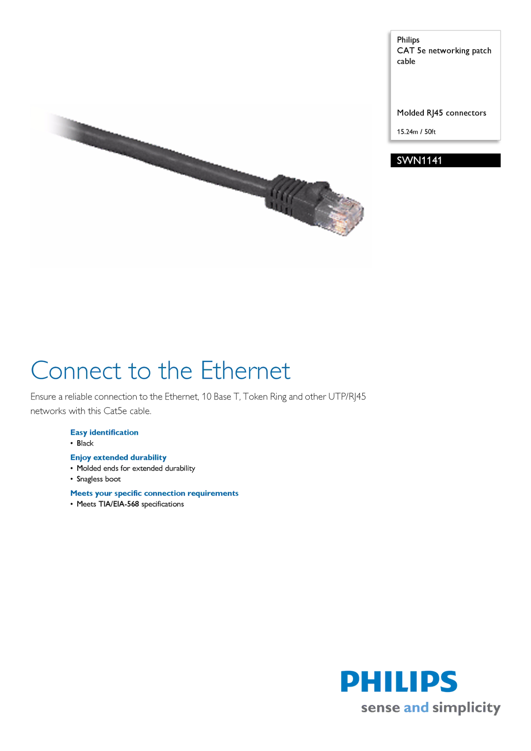 Philips SWN1141/97 specifications Connect to the Ethernet, Easy identification, Enjoy extended durability 