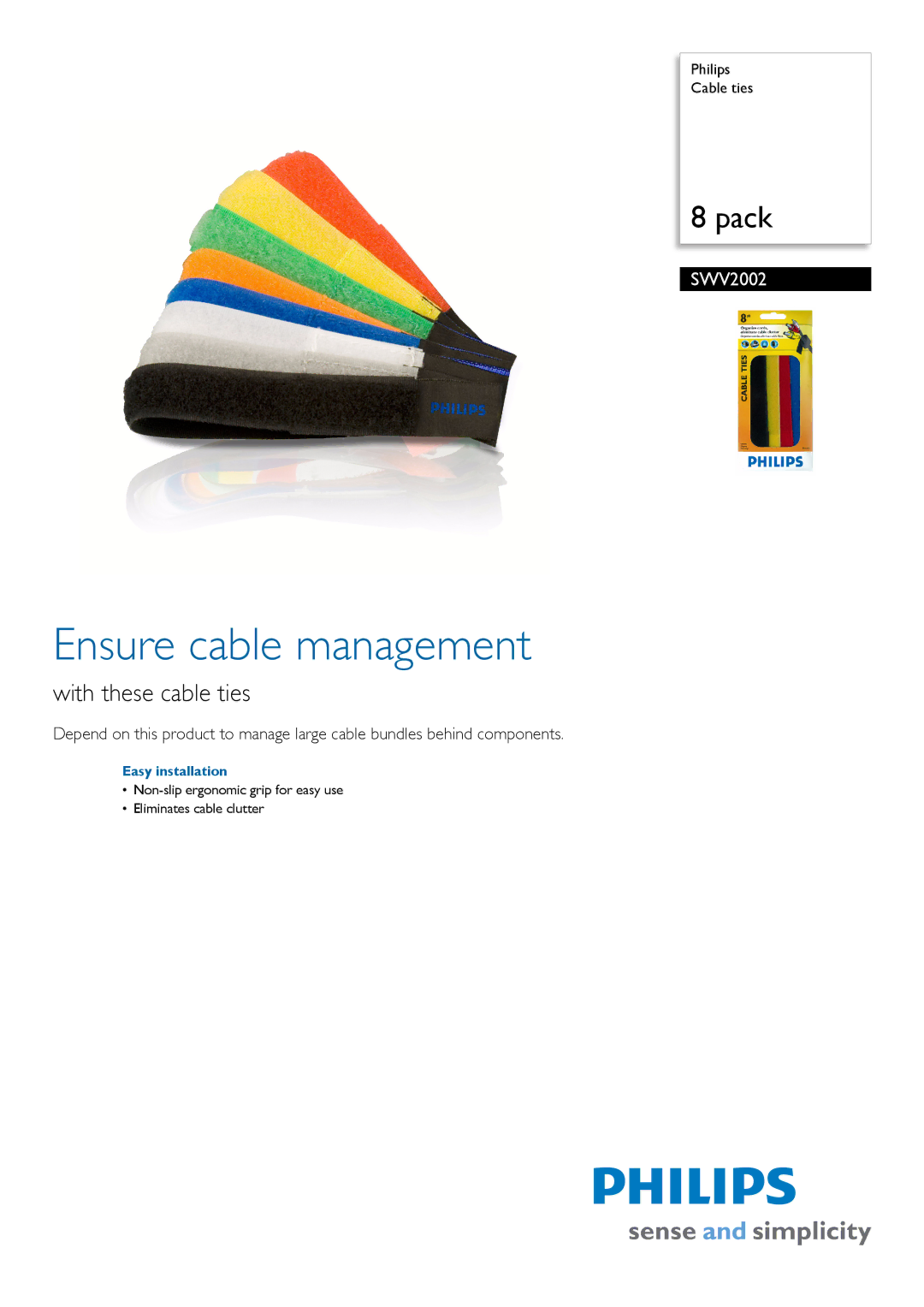 Philips SWV2002 manual Ensure cable management, With these cable ties, Easy installation 