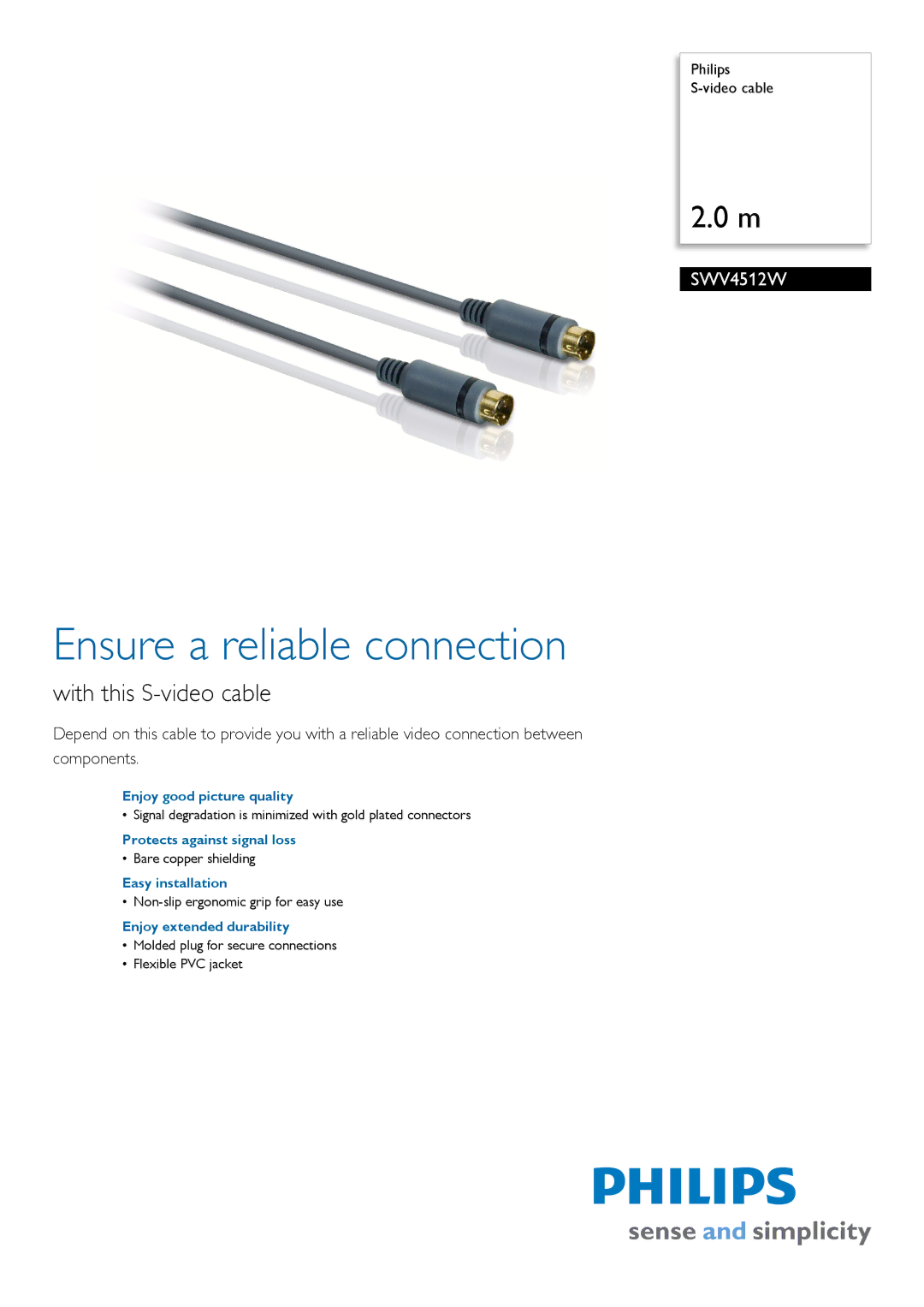 Philips SWV4512W/10 manual Ensure a reliable connection, With this S-video cable 