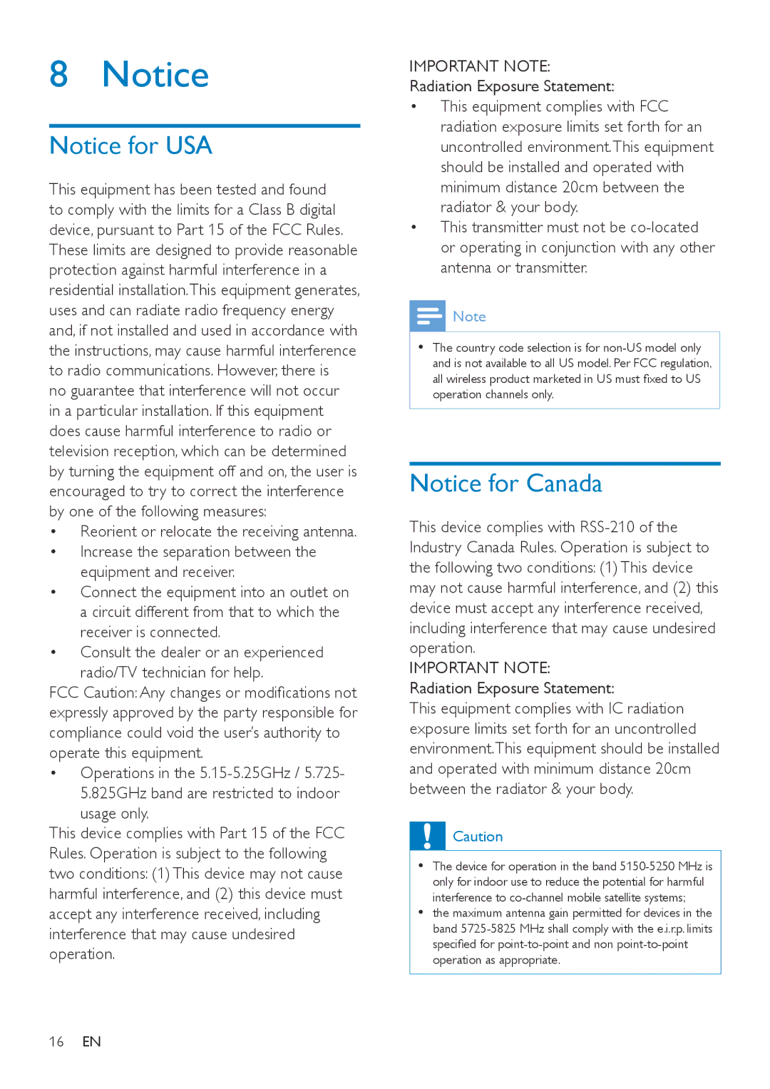 Philips SWW1810 user manual Reorient or relocate the receiving antenna, Important Note, Radiation Exposure Statement 