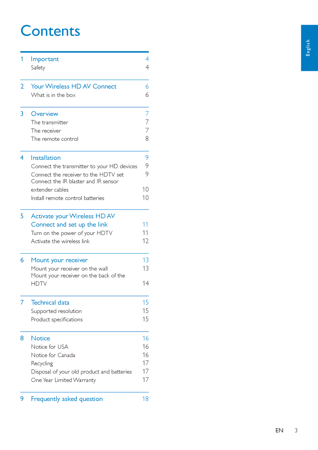 Philips SWW1810 user manual Contents 