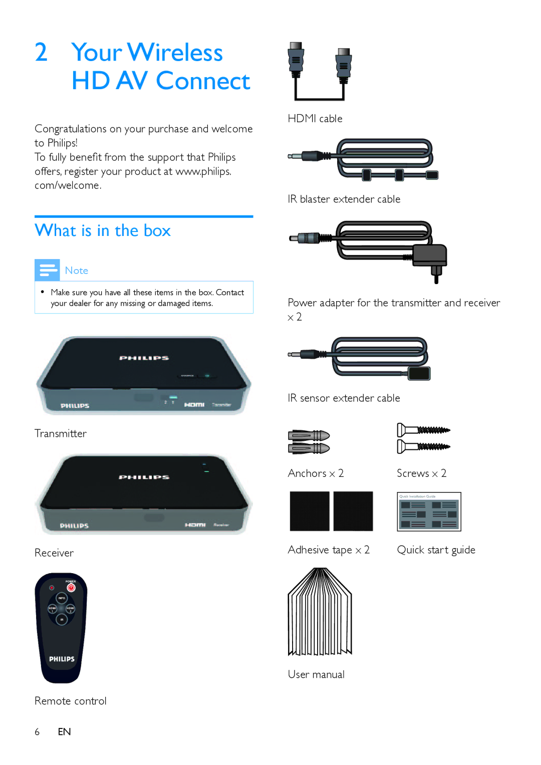 Philips SWW1810 user manual What is in the box, Congratulations on your purchase and welcome to Philips 