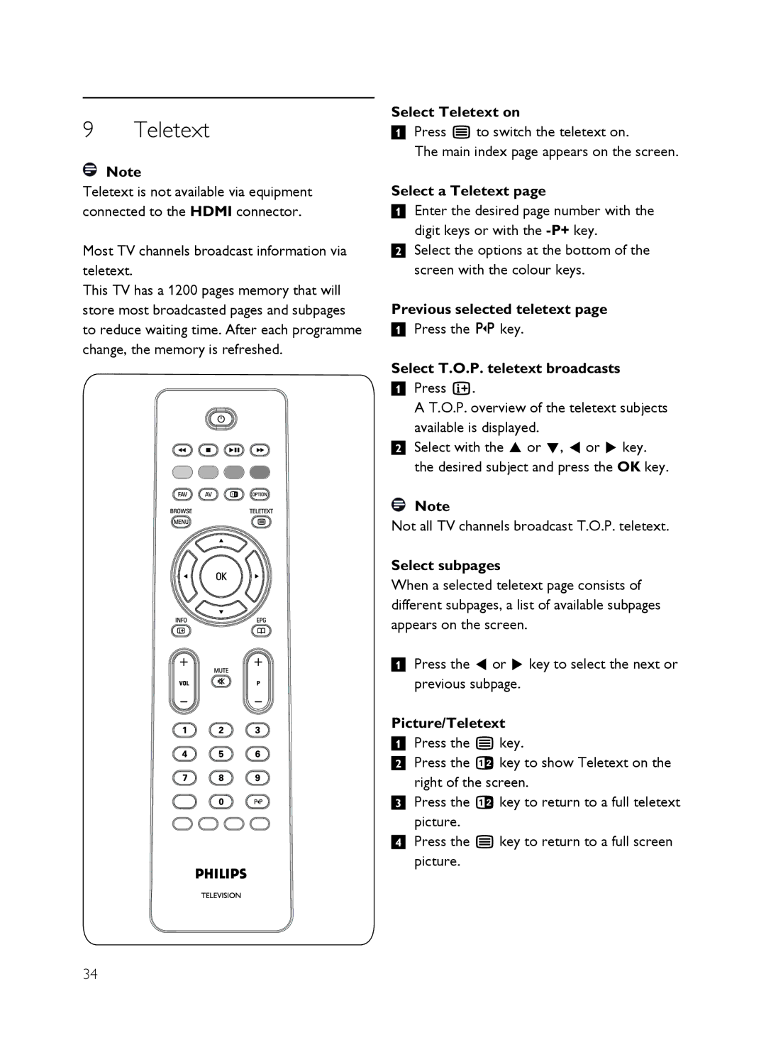 Philips SX60 user manual Teletext 