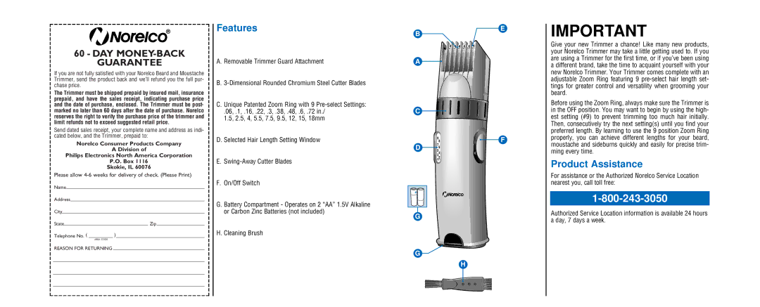 Philips T-5000 important safety instructions Features, Product Assistance 