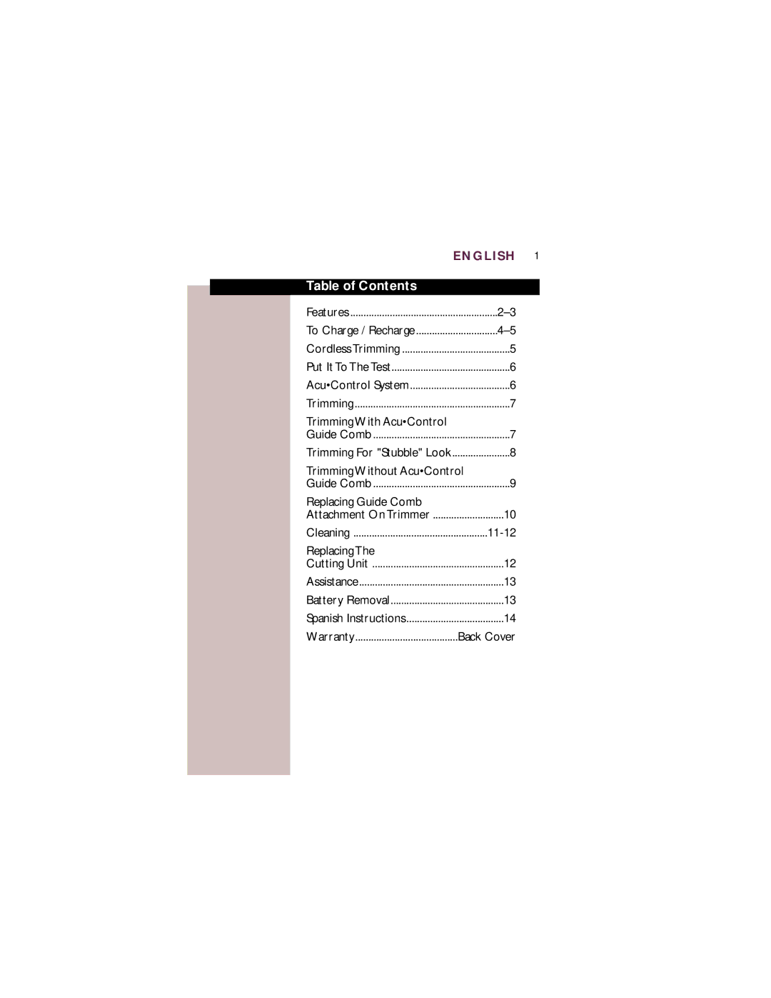 Philips T 760 manual Table of Contents 