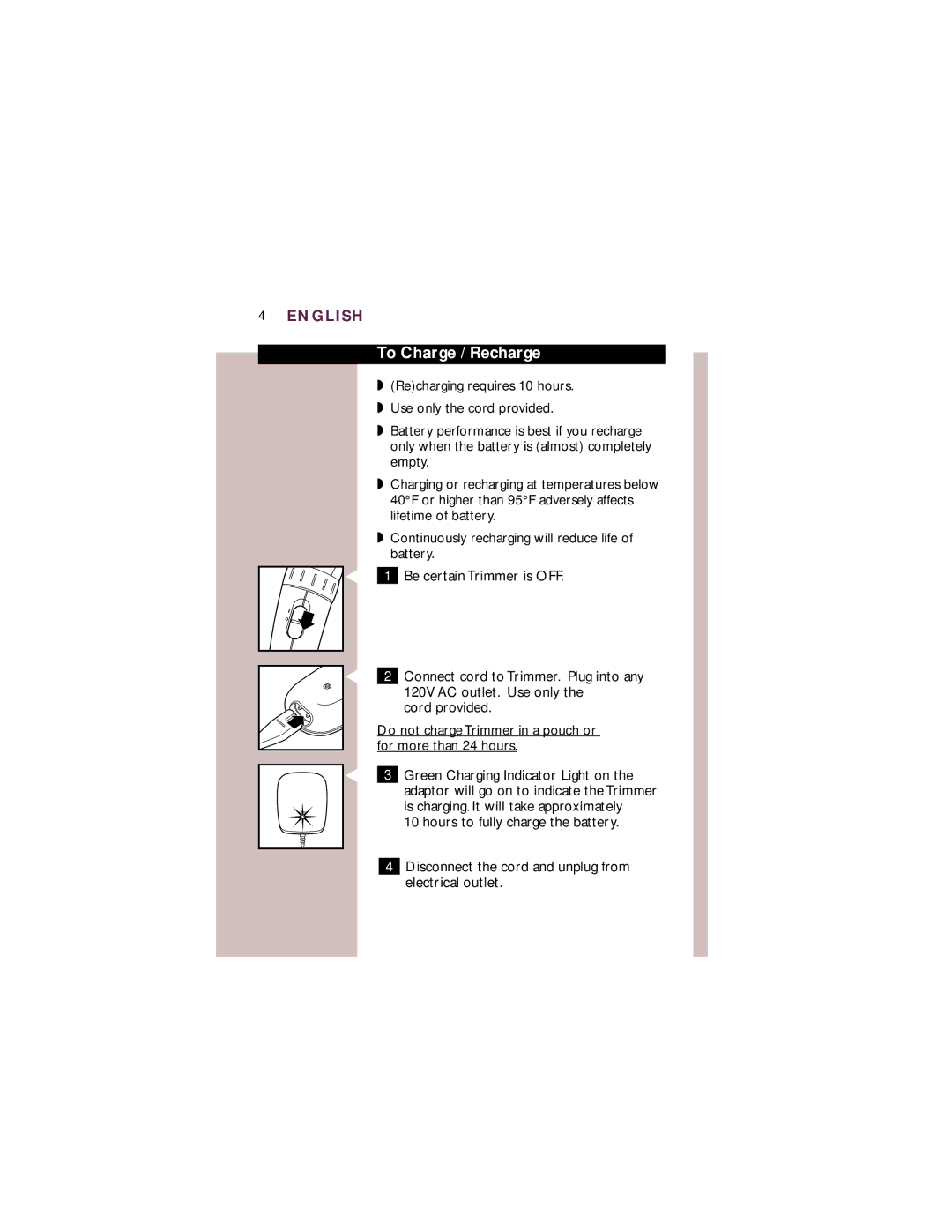 Philips T 760 manual To Charge / Recharge 