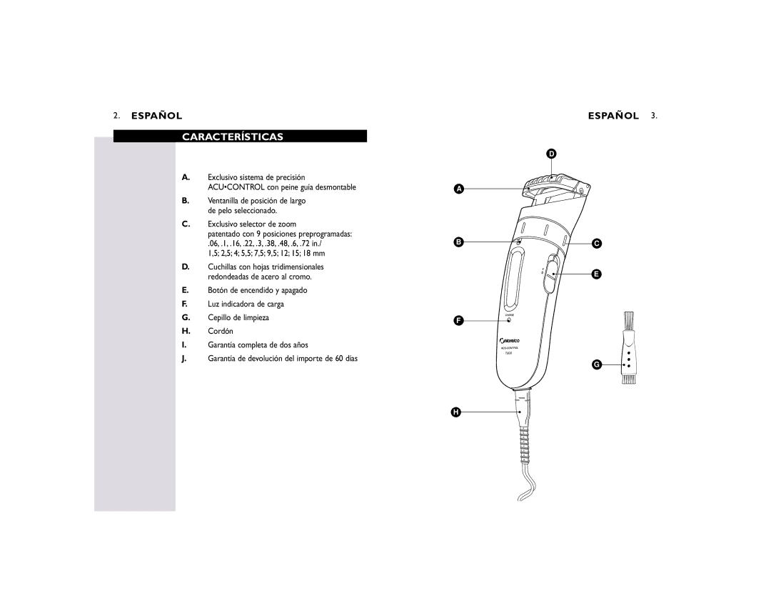 Philips T800 manual Características 