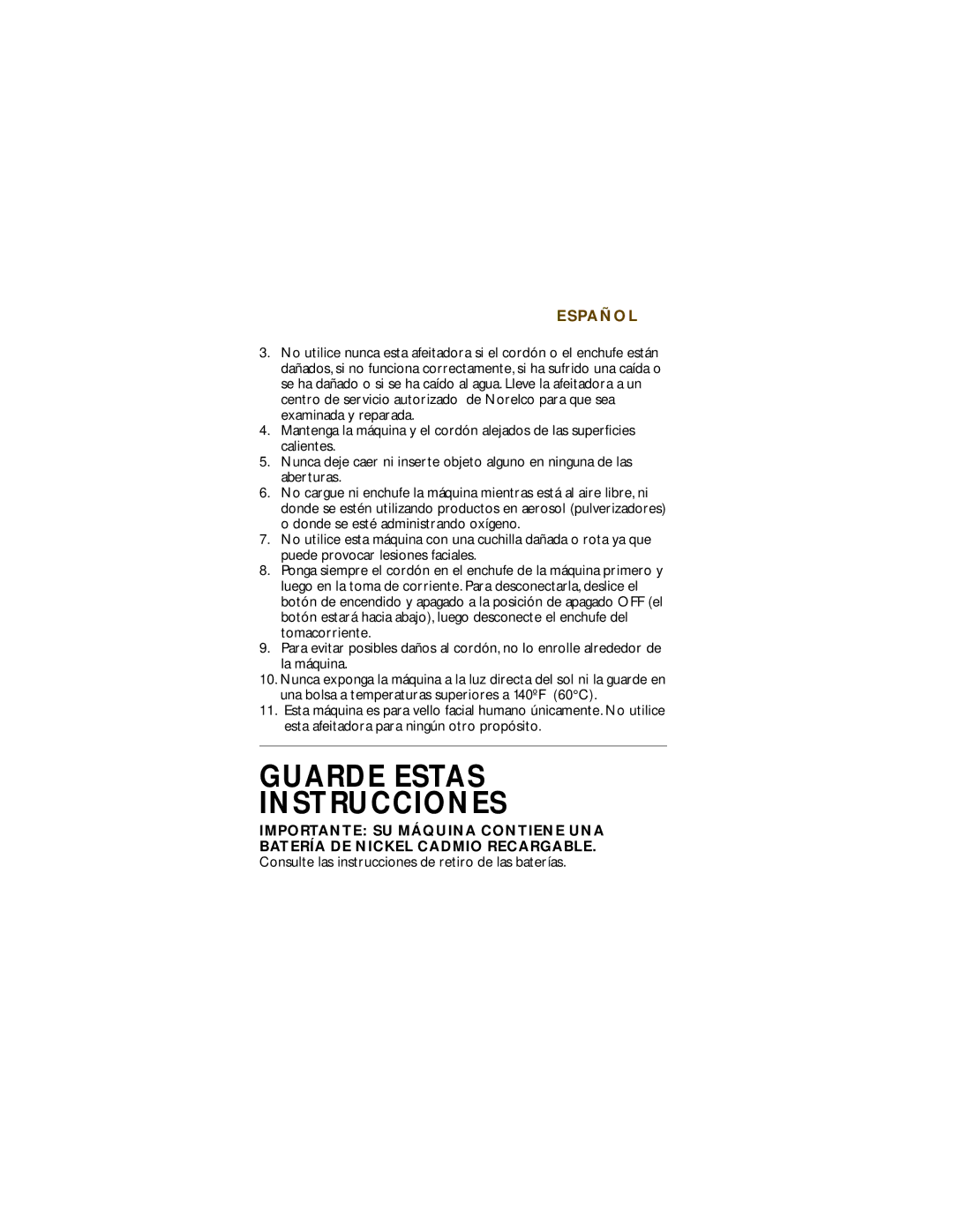 Philips T960 manual Guarde Estas Instrucciones 