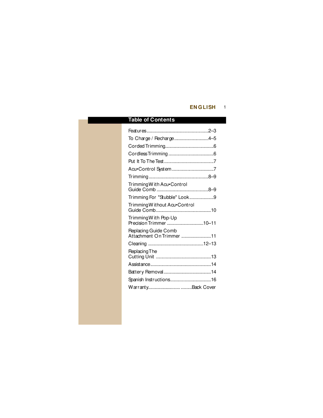 Philips T960 manual Table of Contents 