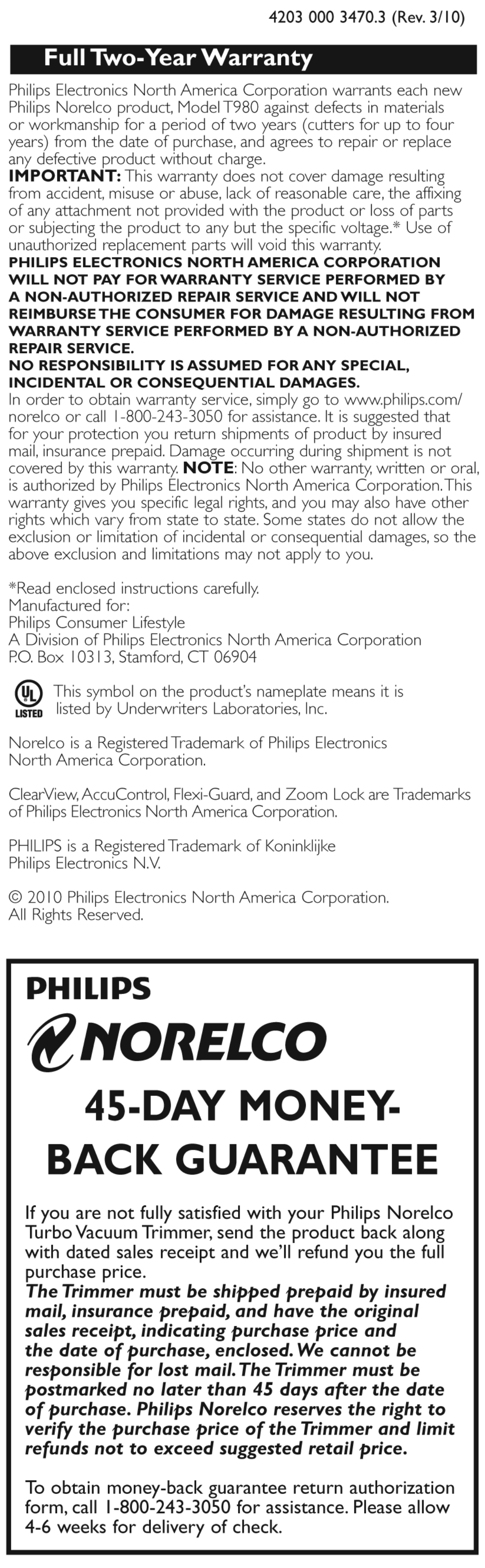 Philips T980/60 manual 