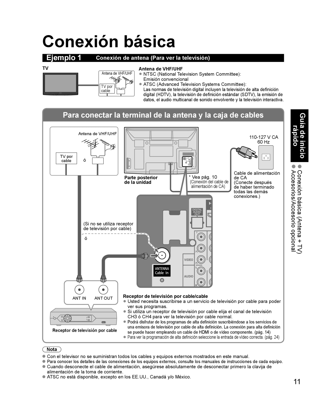 Philips TC-P42X1X De inicio Conexión básica rápido Accesorios/Accesorio, Conexión de antena Para ver la televisión 