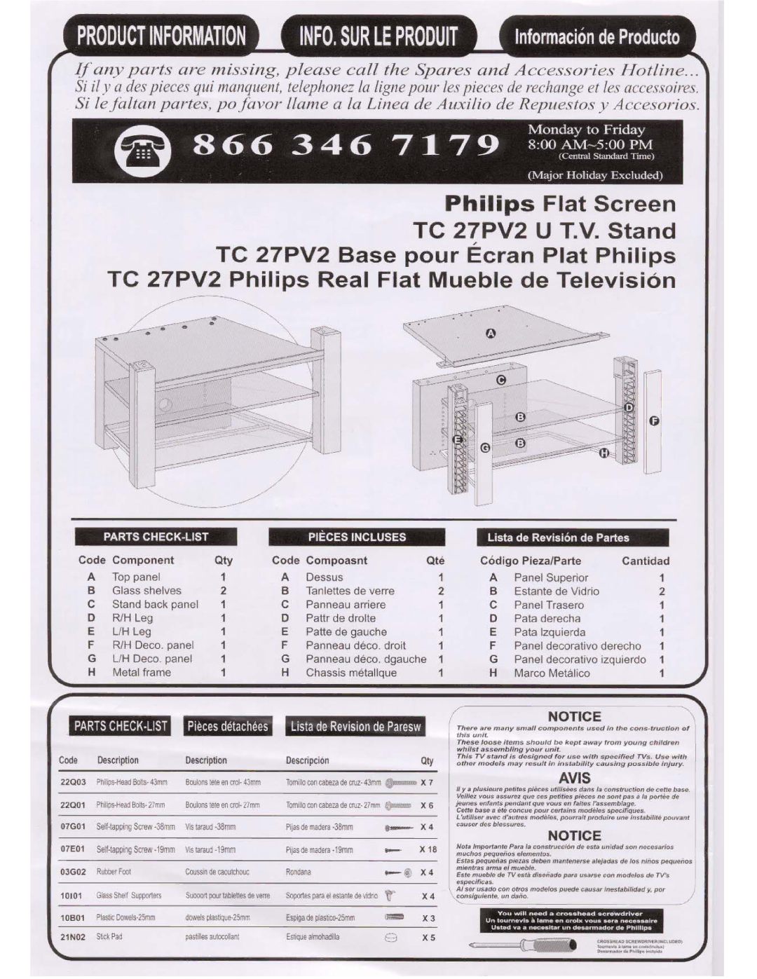 Philips TC27PV2 manual 