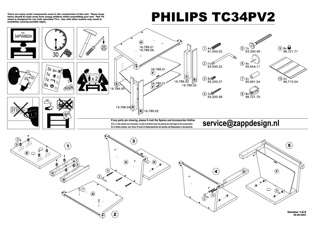 Philips TC34PV2 manual 