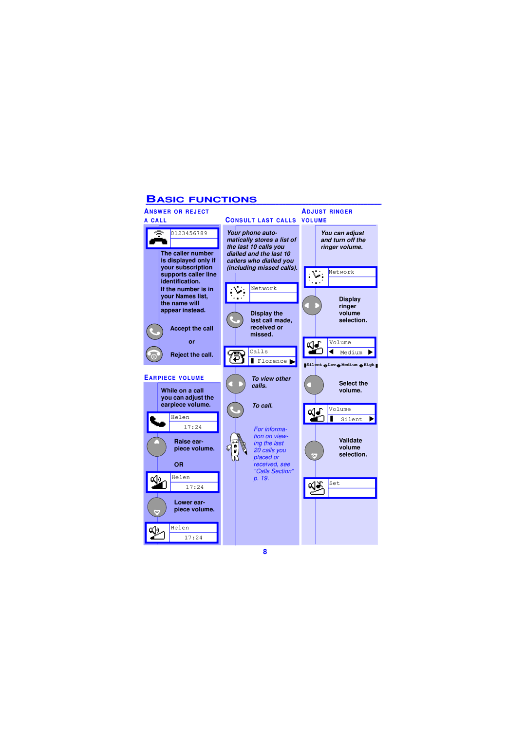 Philips TCD138 user manual To view other calls To call, You can adjust and turn off the ringer volume 