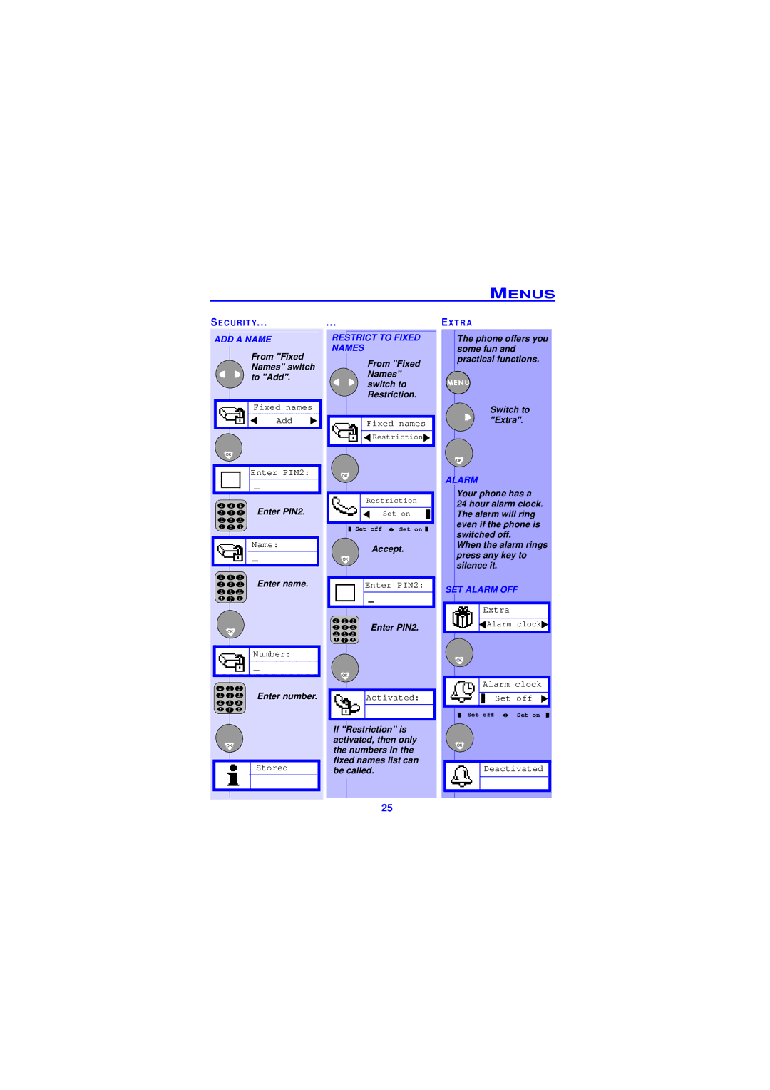 Philips TCD138 user manual Restrict to Fixed Names, SET Alarm OFF 