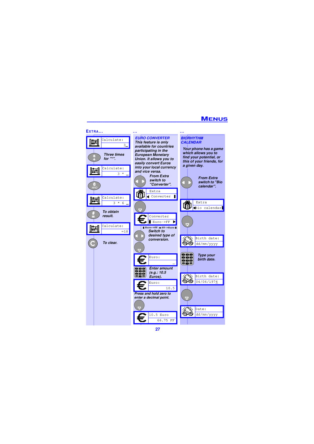 Philips TCD138 user manual Biorhythm Calendar 