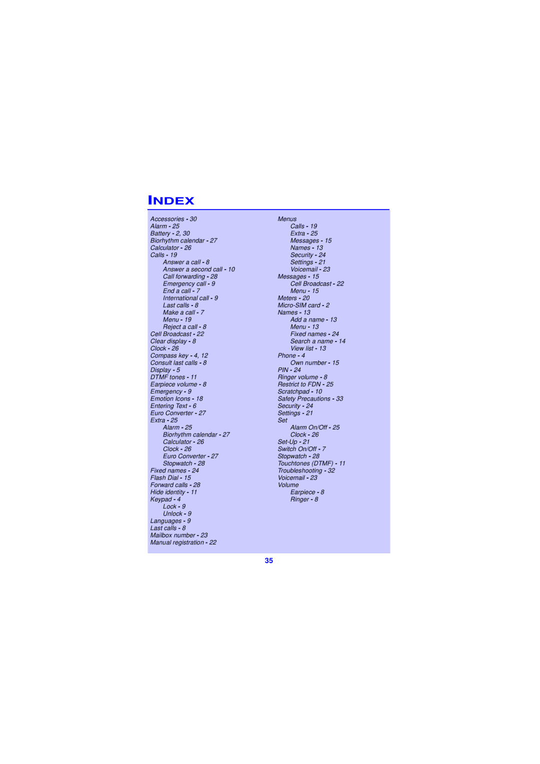 Philips TCD138 user manual Index 