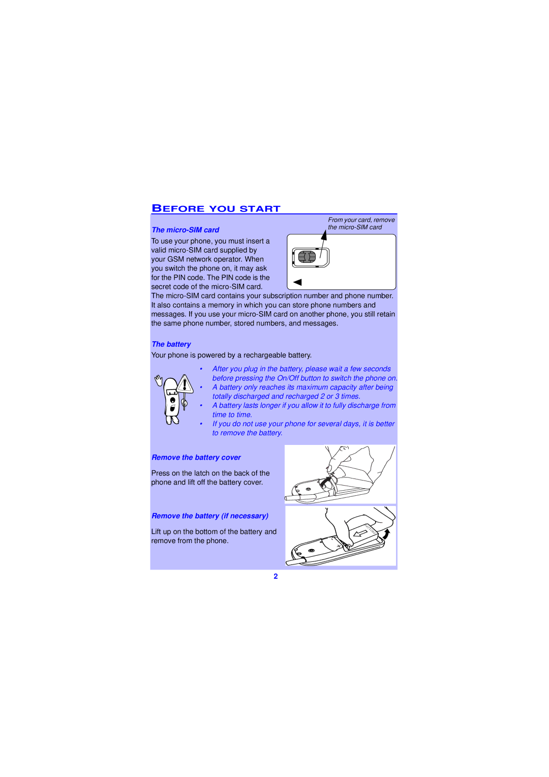 Philips TCD138 user manual Before YOU Start, Micro-SIM card 
