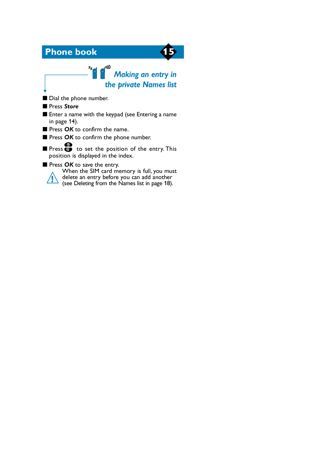 Philips TCD808/A9 user manual Making an entry 