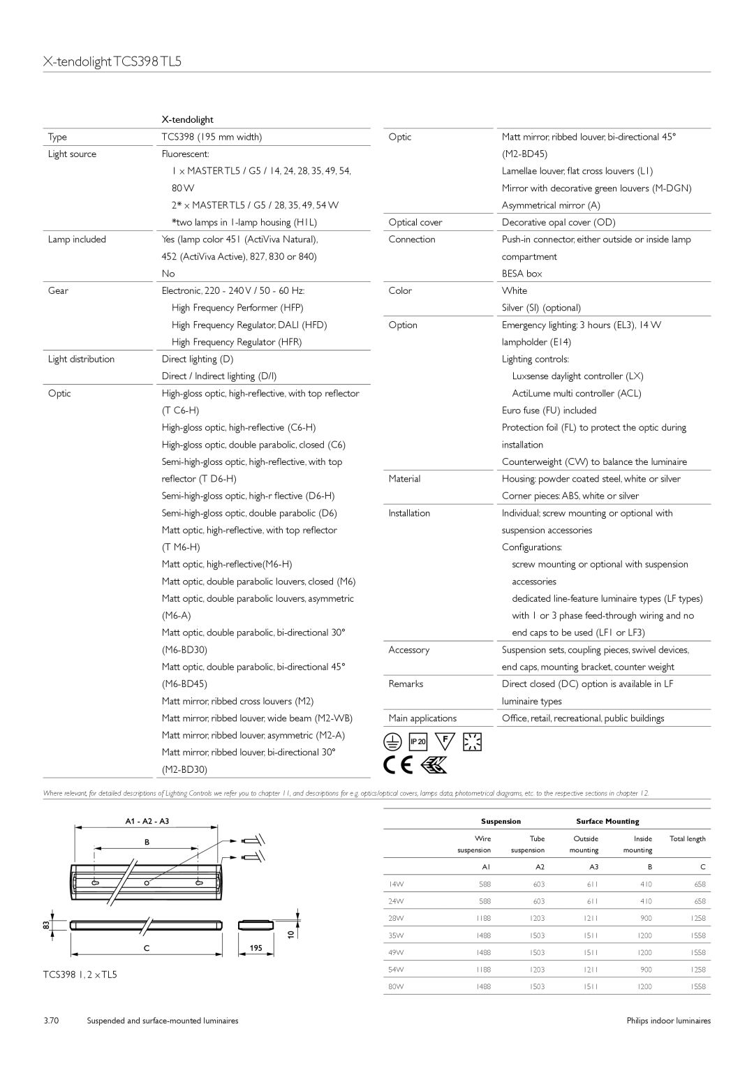 Philips TCS125 manual Tendolight TCS398 TL5, Accessories, TCS398 1, 2 x TL5 