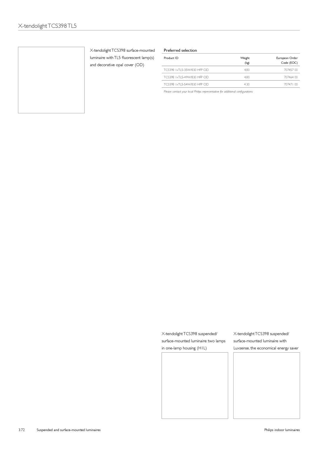 Philips TCS125 manual Luminaire with TL5 fluorescent lamps 