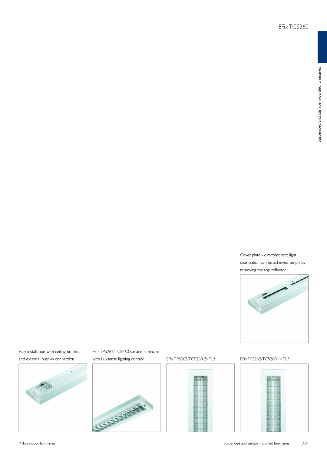 Philips TCS125 manual Suspended and surface-mounted luminaires, Easy installation with ceiling bracket 