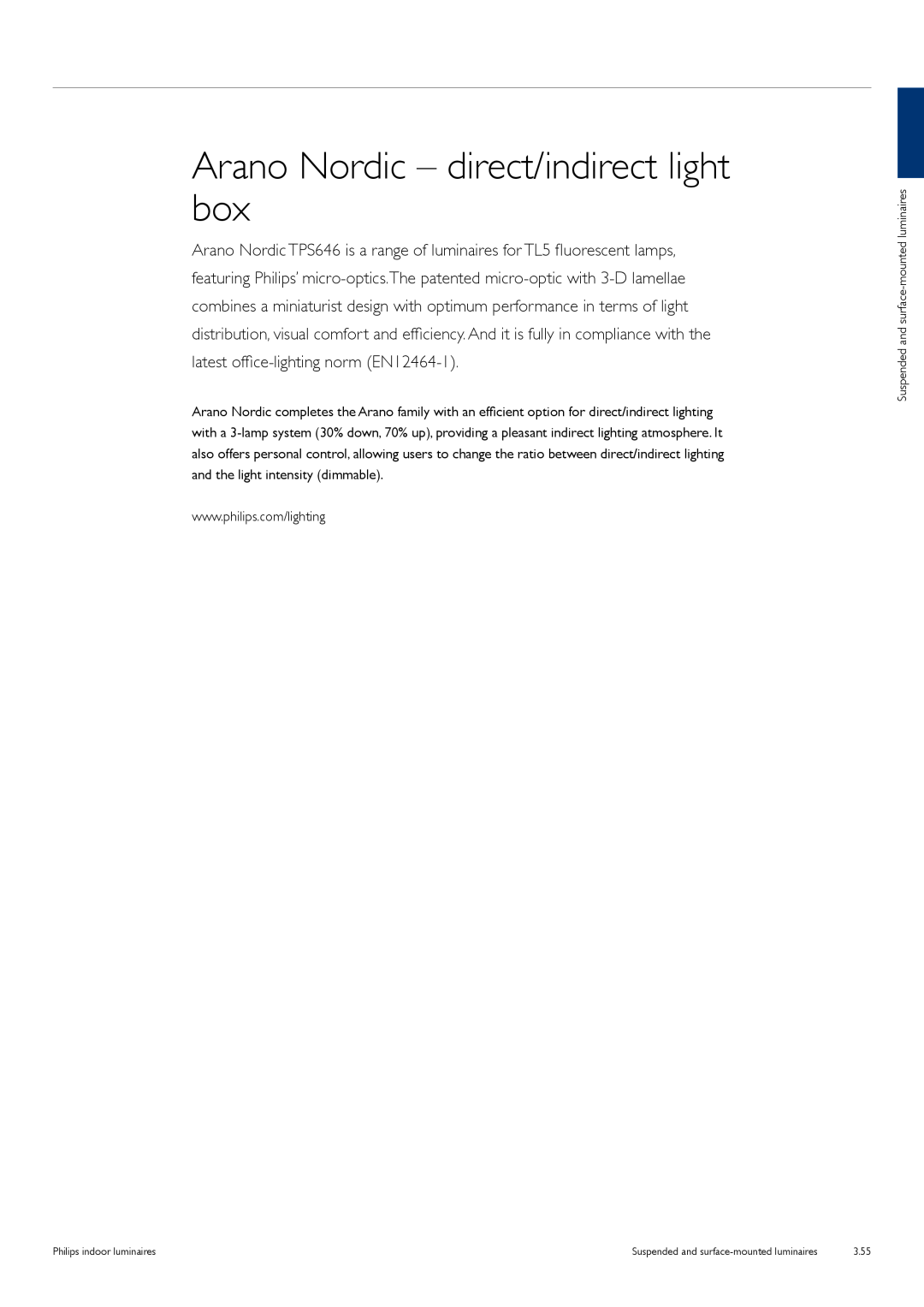 Philips TCS125 manual Arano Nordic – direct/indirect light box 