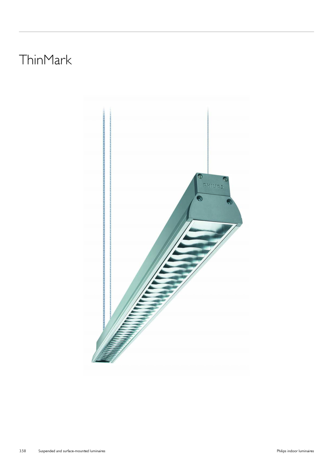 Philips TCS125 manual ThinMark, Suspended and surface-mountedluminaires, 3.58, Philips indoor luminaires 