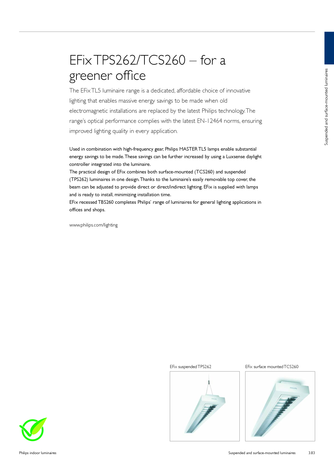 Philips TCS125 manual EFix TPS262/TCS260 – for a greener office 