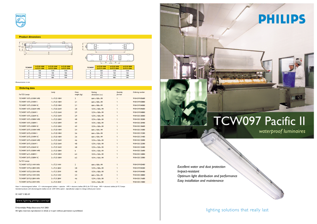 Philips TCW097 dimensions Product dimensions, Ordering data 